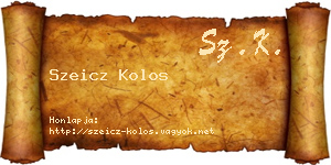 Szeicz Kolos névjegykártya